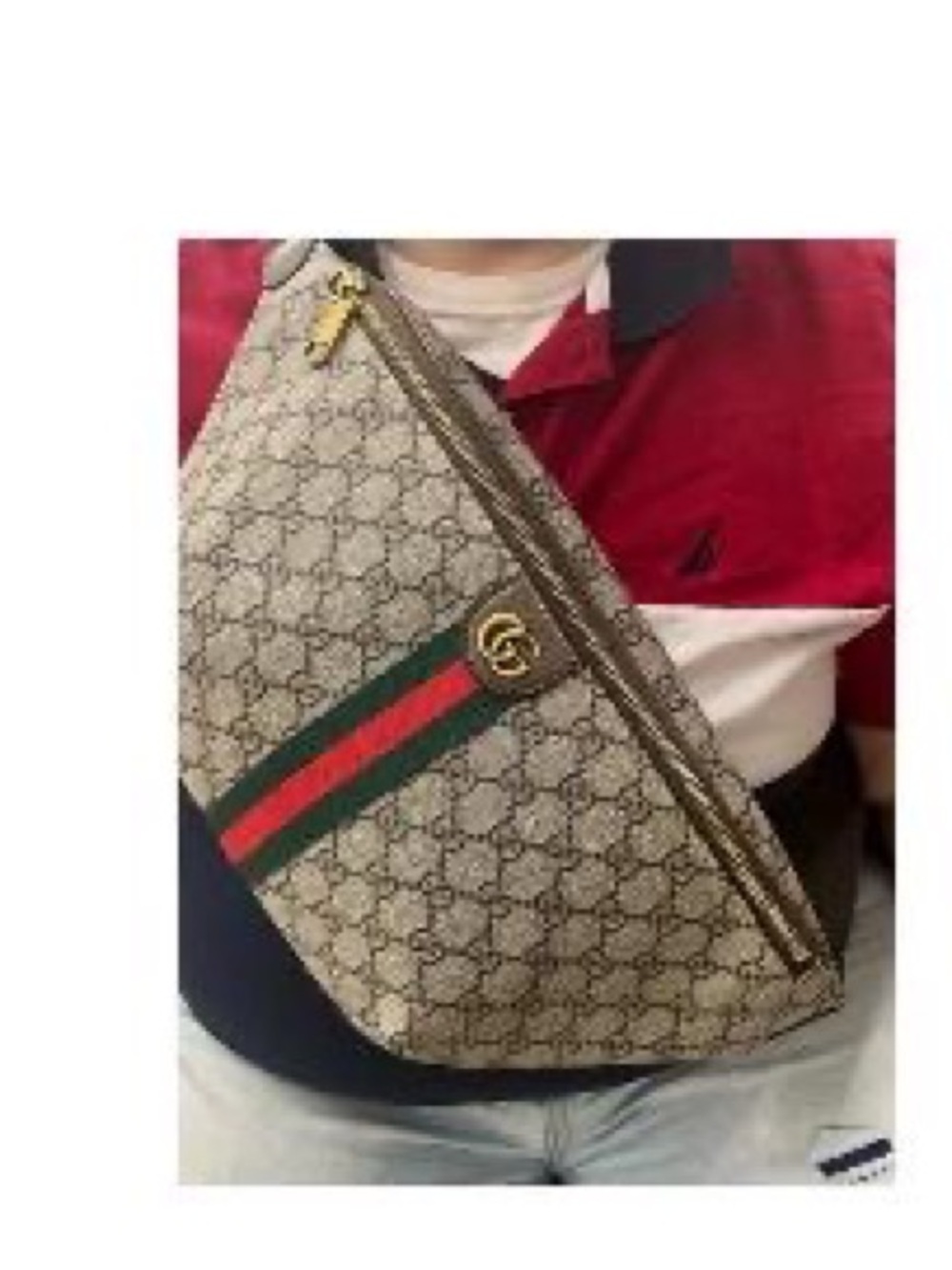 Cute fashion source unknown Beige Canvas Belt Bag with Web Stripe